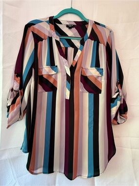 Torrid Multi-Stripe Harper Blouse